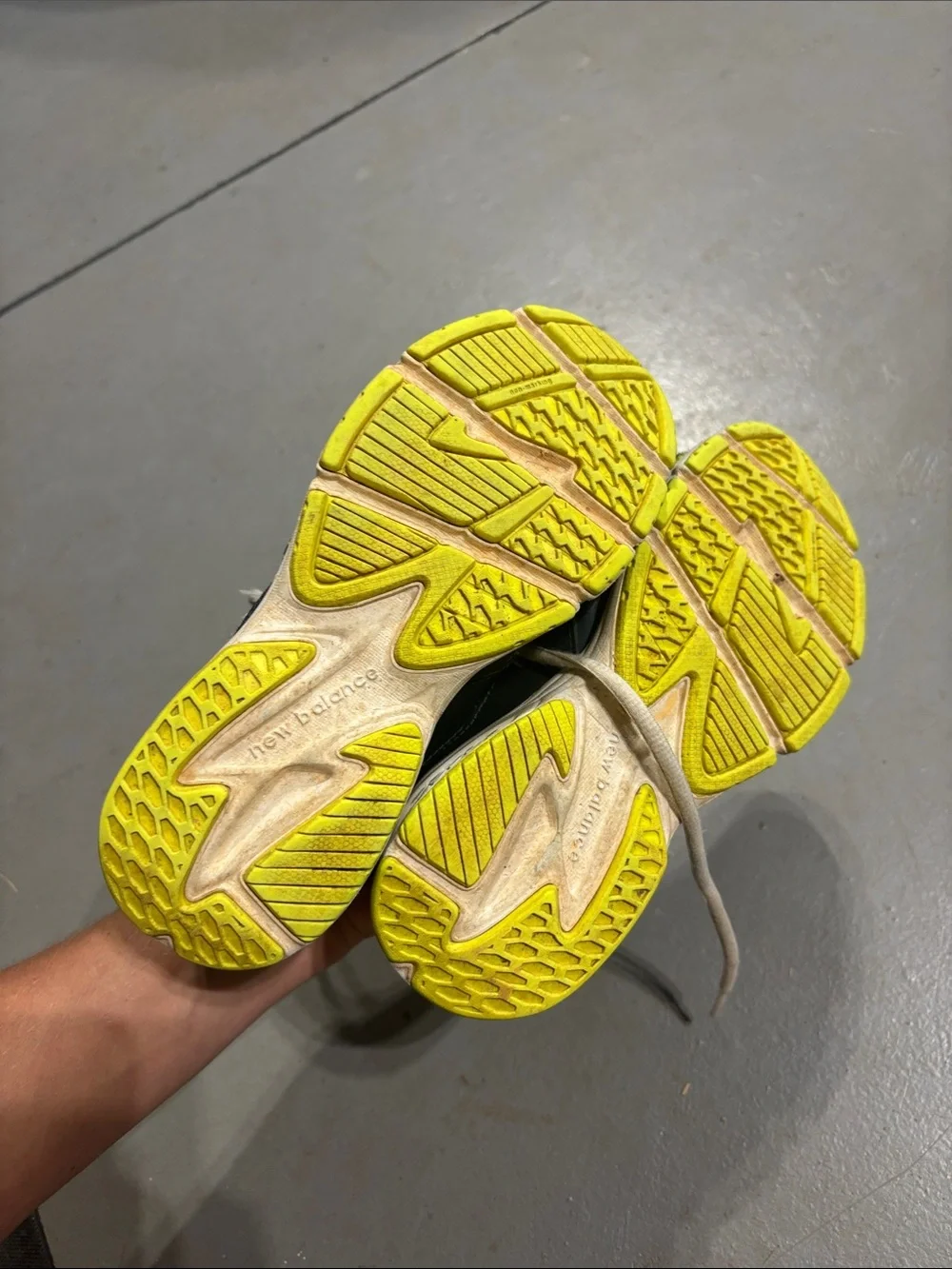 New Balance Navy and Lime Kids Running Sneakers